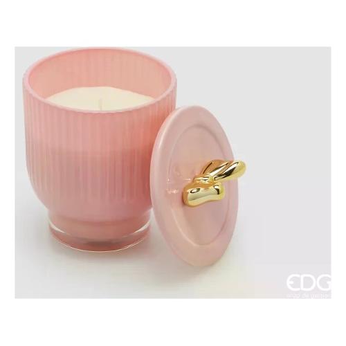 Edg Candela profumata Rose Water (9x13cm) con tappo fiocco JOLIE Rosa 6100272ARWA