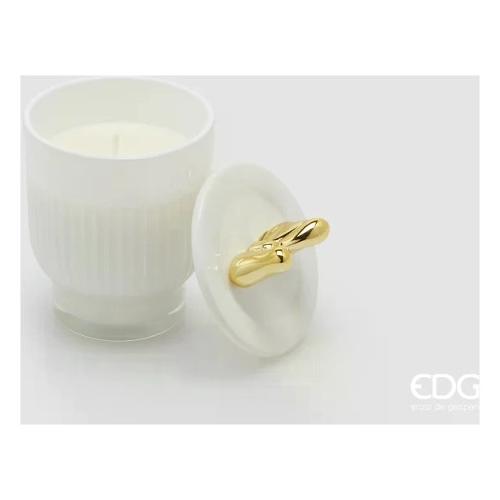 Edg Candela profumata Frangipani (7x11cm) con tappo fiocco JOLIE Bianco 6100271AFGP