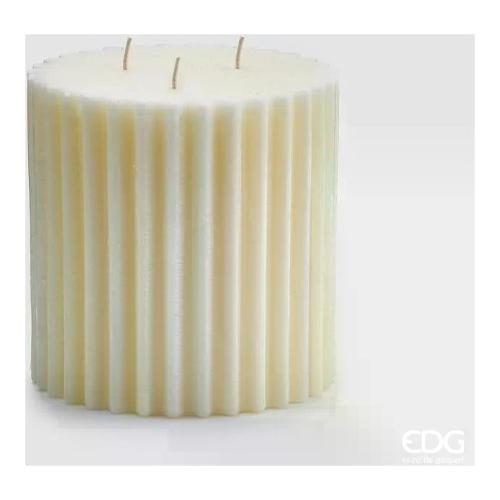 Edg Candela profumata Vaniglia (15x15cm) Rigata Avorio 61213 120