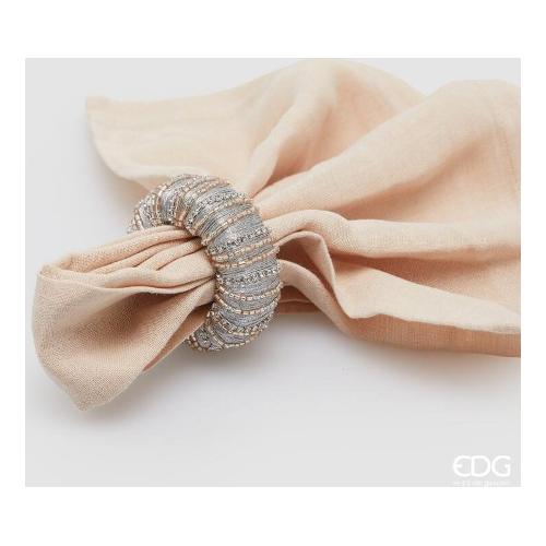 Edg Anello tovagliolo Plastica (6cm) LUXURY Perlinato Rose e Silver 7800355A050