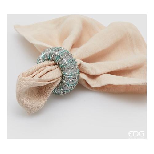 Edg Anello tovagliolo Plastica (6cm) LUXURY Perlinato Blu ocean e Silver 7800355A780