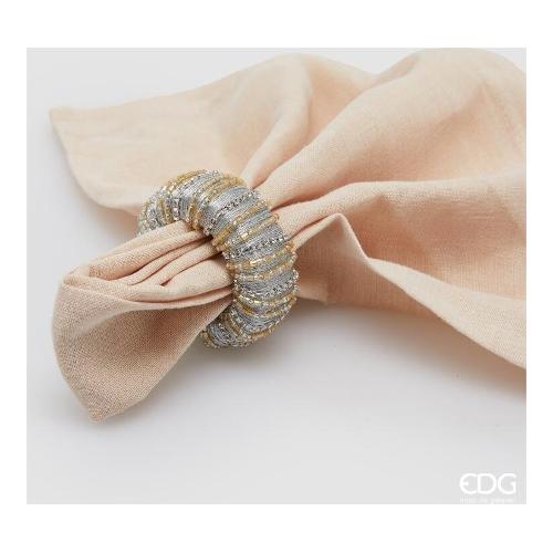 Edg Anello tovagliolo Plastica (6cm) LUXURY Perlinato Silver gold 7800355A010