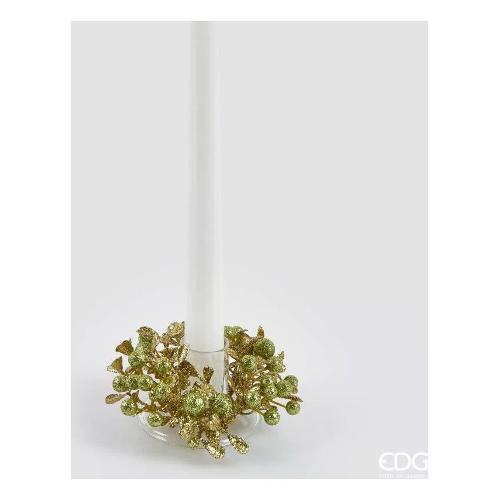 Edg Corona decorativa (9cm) girocandela bacche e foglie Oro 2500062A701