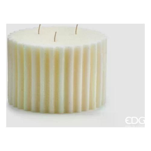 Edg Candela profumata Vaniglia (15x10cm) rustica rigata Avorio 610212 120