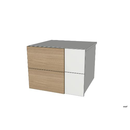 Santa Lucia OBERON Comodino 2 Cassetti Eco bianco e Matwood honey (51,7x48,6x41,7cm)