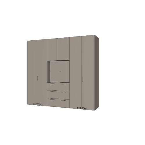 Santa Lucia Armadio 6 Ante battenti, 3 Cassetti, Porta Tv Eco pepe (275cm) Mobile KIT