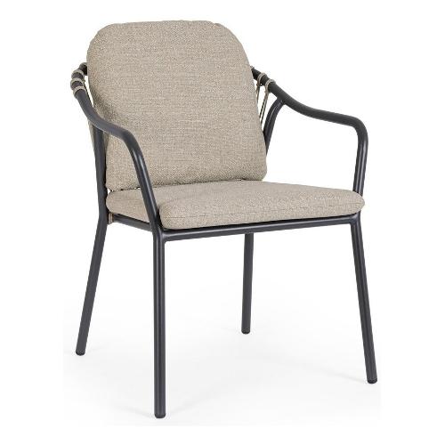 Bizzotto Sedia con braccioli alluminio, olefin EDVIGE Antracite 0663941