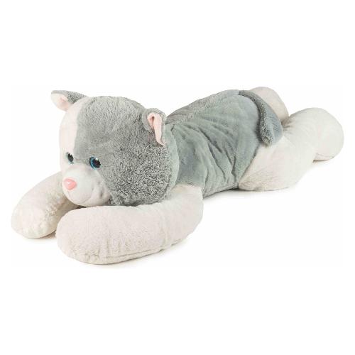 De.Car 2 Peluche Gatto disteso (100cm) Grigio e Bianco 28037