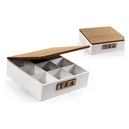 Gicos Porta bustine MDF 6 scomparti LEGNO&DISEGNO (22x13x7cm) Bianco e Marrone 921735