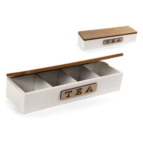 Gicos Porta bustine MDF 4 scomparti LEGNO&DISEGNO (33x10x7cm) Bianco e Marrone 921742