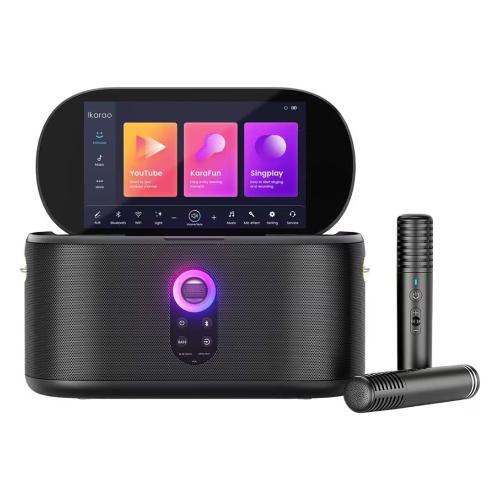 Lenco Set karaoke IKARAO Shell S1 Tws Black 180W Bluetooth, WiFi HDMI, USB, Card Reader, AUX, Jack 6,3mm