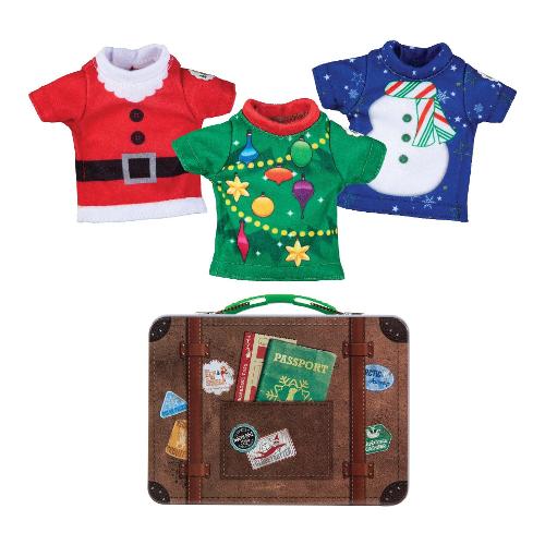 Creativamente Playset 3 T-Shirt con valigia Claus Couture per elfo THE ELF ON THE SHELF EOTS_T-SHIRT