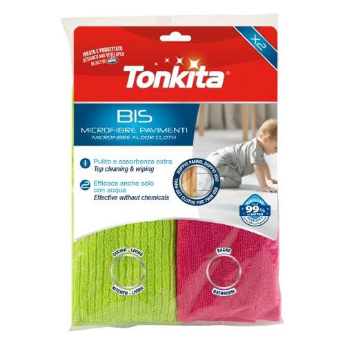 Tonkita Set panni pavimenti Microfibra (50x40cm) Bis Verde e Rosso TK28487