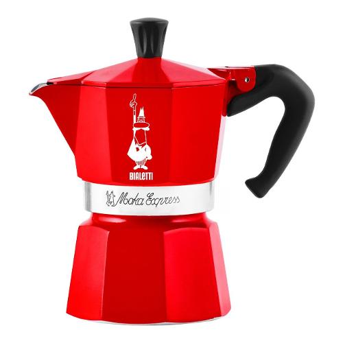 Bialetti Caffettiera Alluminio 3 Tazze MOKA EXPRESS Nutcracker Rosso 0005366