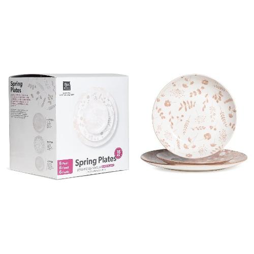 Mercury Servizio piatti Porcellana 18 pz SPRING Bianco e Beige 33379