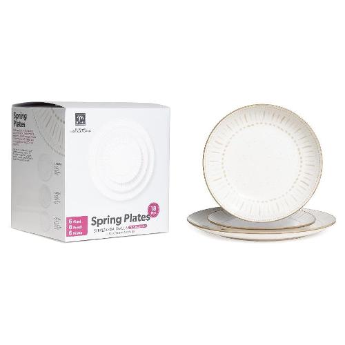 Mercury Servizio piatti Porcellana 18 pz SPRING Bianco e Oro 33386