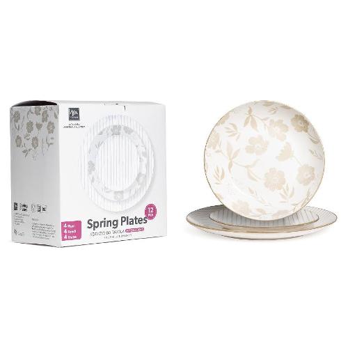 Mercury Servizio piatti Porcellana 12 pz SPRING Bianco e Oro 33393