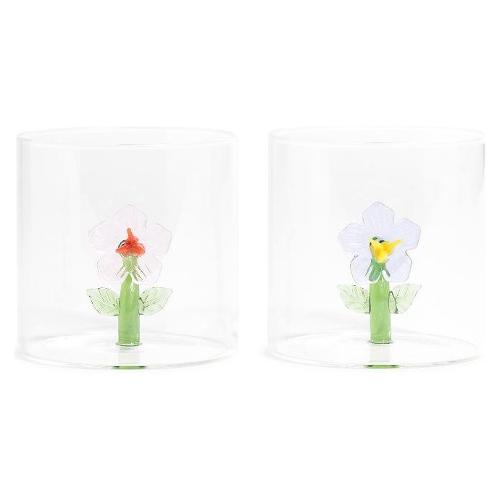 Mercury Bicchiere Acqua Vetro borosilicato (300ml) con fiore Assortito 12315