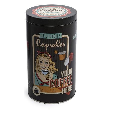 Mercury Barattolo latta (10,5x19cm) portacapsule caffè Nero 10971