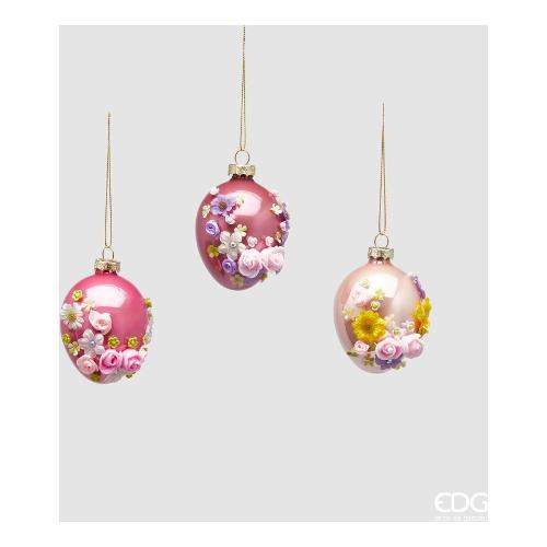 Edg Decoro Uovo Vetro  Pink Mix Assortito (6x8 cm) 8101525A599