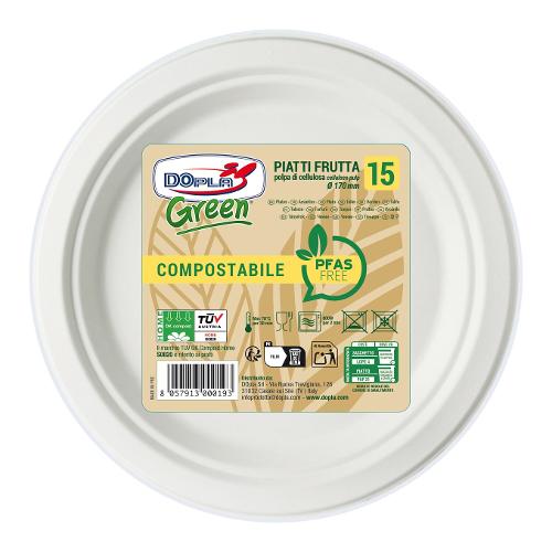 Dopla Set piatti frutta monouso (17 cm) BIO GREEN 07903 15pz