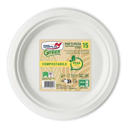 Dopla Set piatti pizza monouso 15pz BIO GREEN 07906