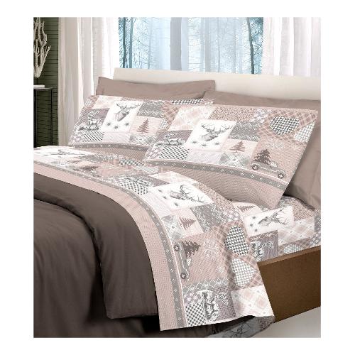 Savoltex Completo letto una piazza cotone PENSIERI Alpi beige