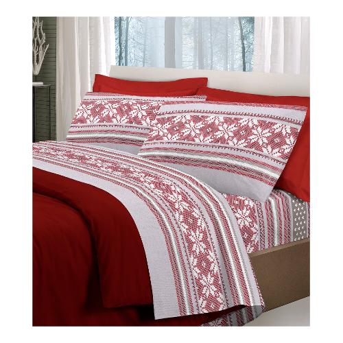 Savoltex Completo letto due piazze cotone PENSIERI Norvegia rosso