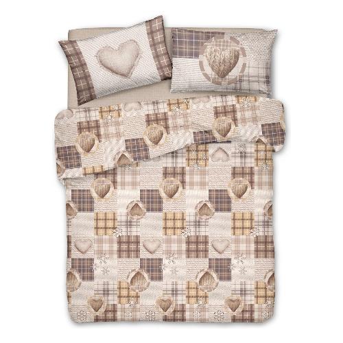 Savoltex Parure copripiumino due piazze PENSIERI Love mountain beige