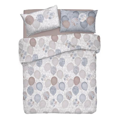 Savoltex Parure copripiumino due piazze PENSIERI Palloncini beige