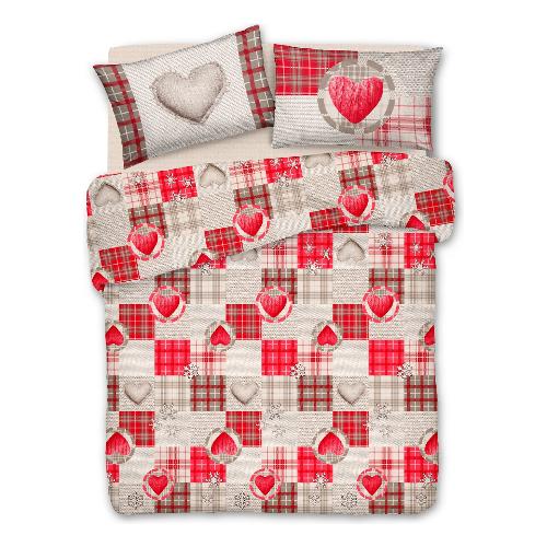 Savoltex Parure copripiumino una piazza PENSIERI Love mountain rosso