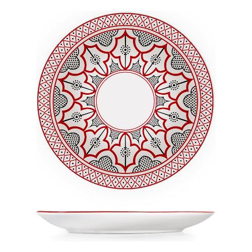 H&H Piatto frutta Porcellana (19cm) NOMAD Bianco e Rosso 8013003