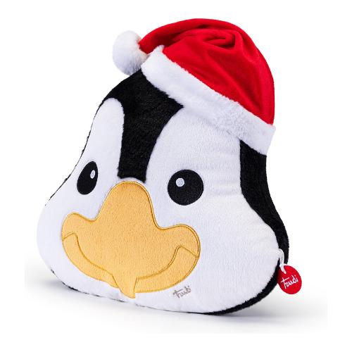 Trudi Peluche Cuscino Pinguino Xmas (38x9x36cm) PILLOW Bianco e Nero 28098
