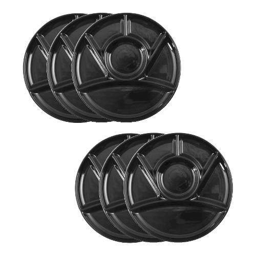 H&H Set piatti fonduta Ceramica 6 pz (26cm) Nero 7069930