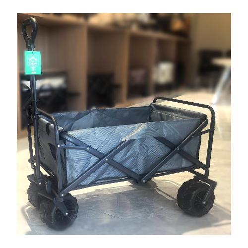 Amicasa Carrello spiaggia telescopico ruote larghe portata 80 kg Nero e Grigio