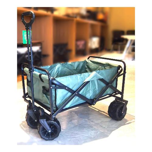 Amicasa Carrello spiaggia telescopico ruote larghe portata 80 kg Nero e Verde