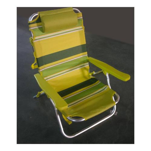 Amicasa Spiaggina alluminio con cuscinetto e rivestimento tessuto poliestere RIGATO Verde e Giallo SH183