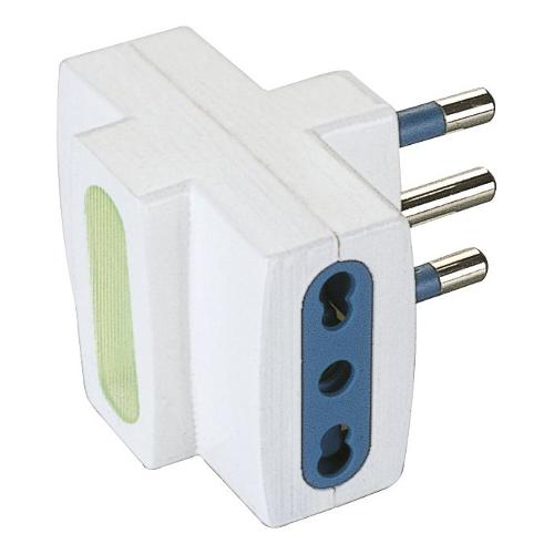 Poly Pool Adattatore con spia luminosa 2 prese 2P+T 16A bipasso italiano Bianco PP0441