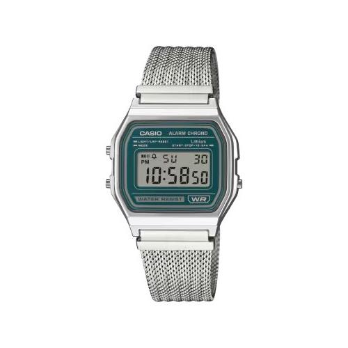 Casio Orologio VINTAGE Silver e Green A158 WEM 3EF