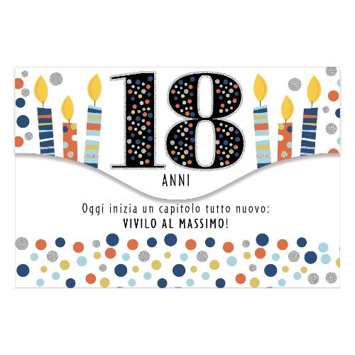 Marpimar Biglietto auguri Compleanno 18 anni, con tasca portasoldi GVE63