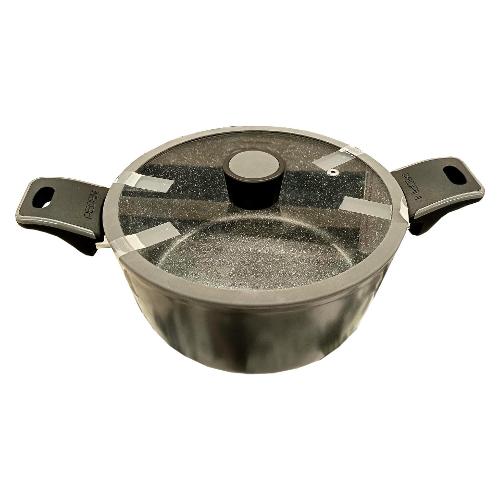 Pedrini Casseruola Alluminio antiaderente (28cm) con coperchio vetro EVO COOK Grigio 02PE1427
