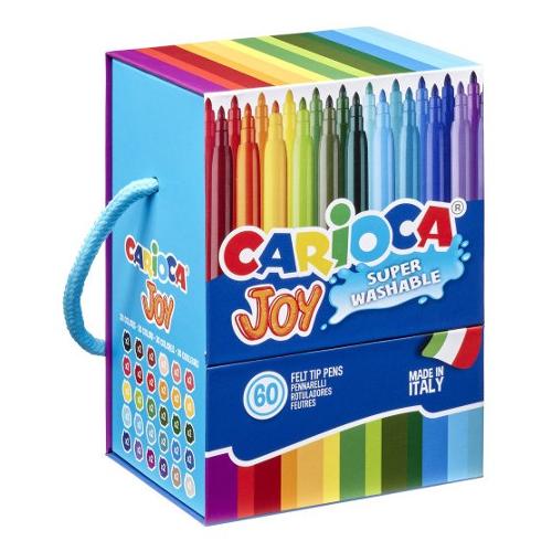Carioca Pennarelli disegno standard sezione tonda 60 pz Hard Box tratto Fine JOY Colori assortiti 41017