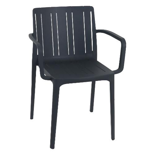 Amicasa Sedia con braccioli polipropilene MARBELLA Antracite PP 951A