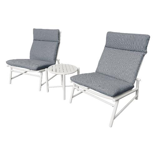 Amicasa Set da esterno alluminio, tessuto YOUNG 2 posti White e Grey 40667T C2 SET3