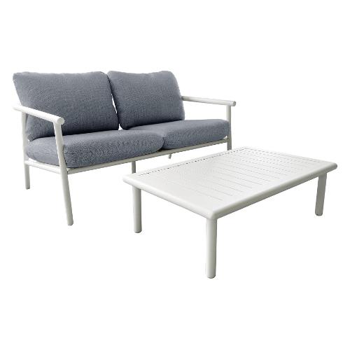 Amicasa Set da esterno alluminio, tessuto YOUNG 2 posti White e Grey 40667T B2 SET2