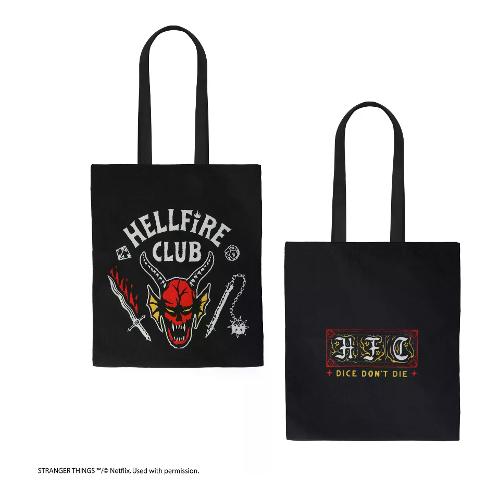 Cinereplicas Borsa Tote Bag Hellfire Club (38x42cm) STRANGER THINGS Nero e Rosso
