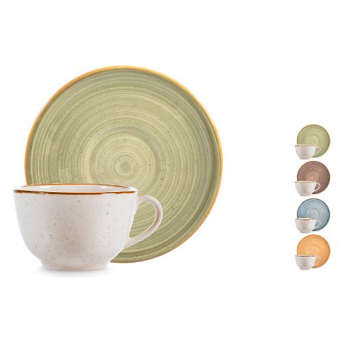 H&H Set tazzine caffè stoneware con piatto 4 pz OPERA Colori assortiti 1493800