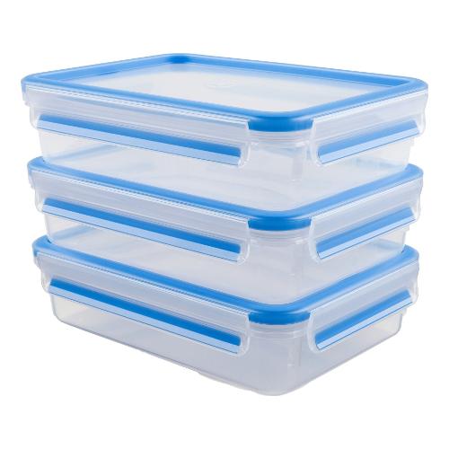 Emsa Set contenitori alimenti 3 pz (1,2Lt) CLIP & CLOSE Azzurro e Trasparente 515645