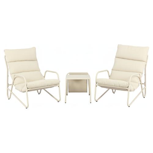 Amicasa Set da esterno acciaio, textilene, olefin RELAXIA 2 posti Beige