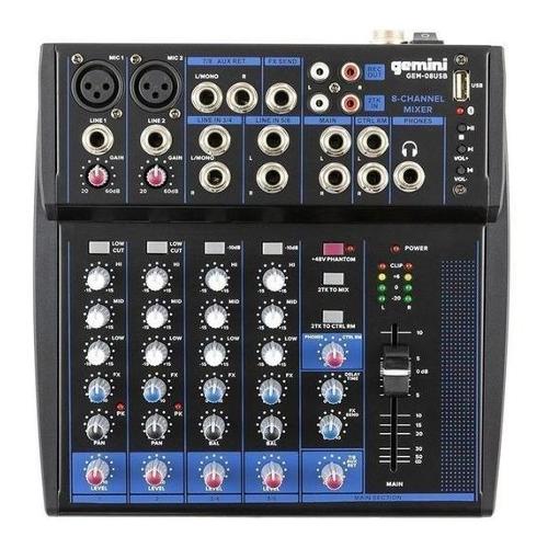 Gemini Mixer disc jockey PROFESSIONAL Black GEM 08USB